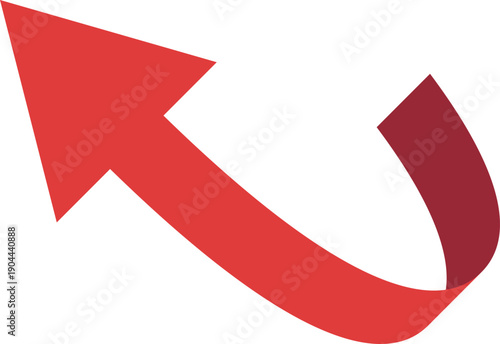 Moving red ribbon arrow indicating upward direction