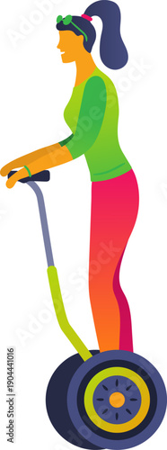 Woman riding a self balancing electric scooter