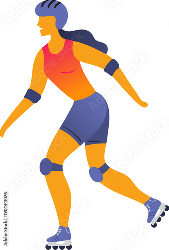 Woman rollerblading for fitness and active leisure lifestyle