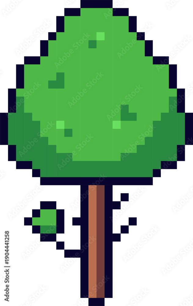 Fototapeta premium Pixel art tree representing retro video game asset