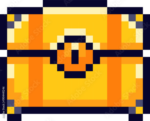 Pixel art golden chest holding game reward and wealth