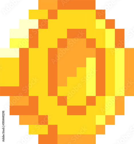 Golden pixel art coin digital game currency