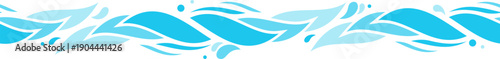 Flowing blue water waves seamless border pattern design