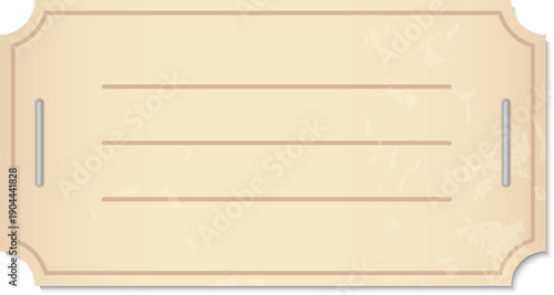 Vintage blank label template with lines and fasteners