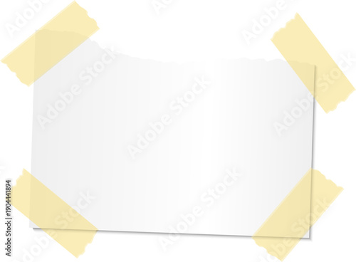 Obraz na plátne Blank torn piece of paper taped to a white background