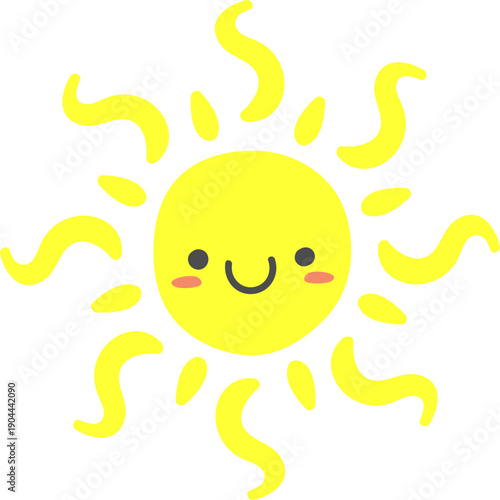 Smiling cartoon sun illustration shining brightly
