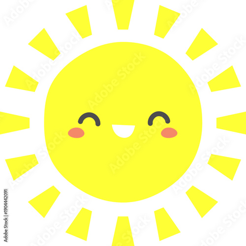 Happy yellow sun cartoon radiating cheerful warmth