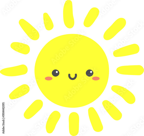 Smiling cartoon sun radiating happy summer warmth