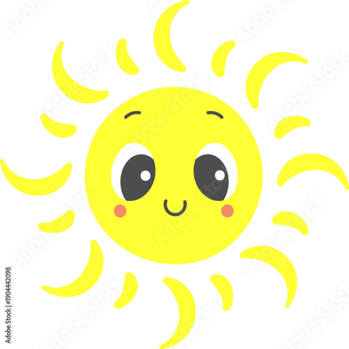 Happy cartoon sun character with smiling face