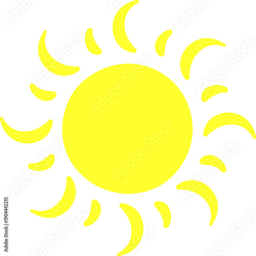 Yellow sun symbol radiating warmth and happiness