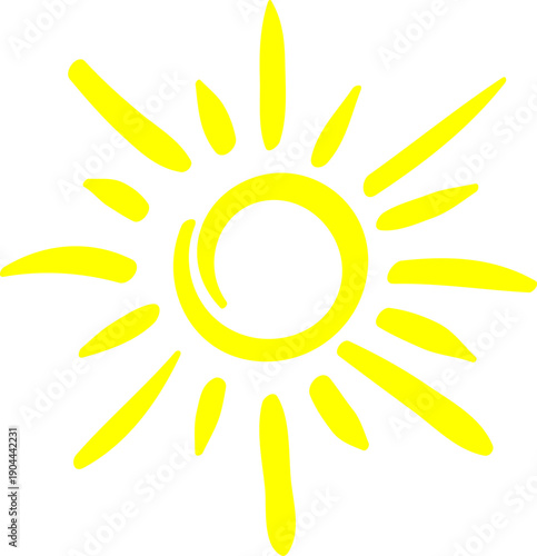 Yellow sun doodle radiating warmth and light