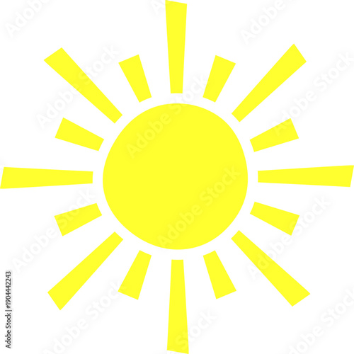 Yellow sun icon radiating warmth and bright energy