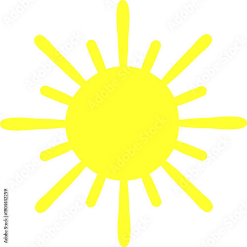 Yellow sun symbol radiating warmth and light