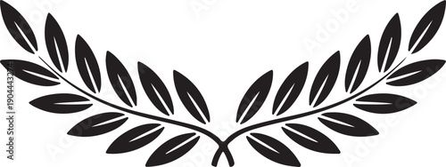 Symmetrical Black Silhouette of Laurel Branches - Award or Success Symbol Design Element