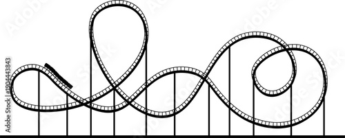 Roller coaster track going through loops and curves