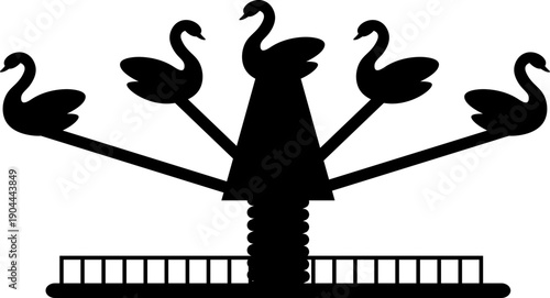 Amusement park swan ride carousel vector icon