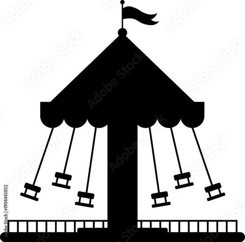 Amusement park swing ride carousel icon
