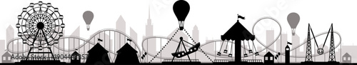 Amusement park fun fair rides and attractions silhouette