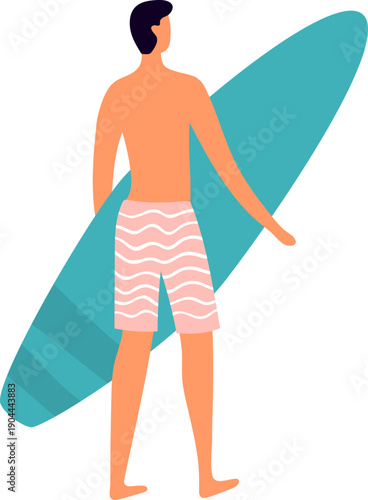 Male surfer holding surfboard ready for summer beach