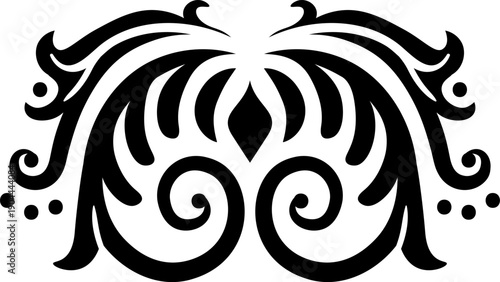 Black decorative elegant scroll flourish pattern element