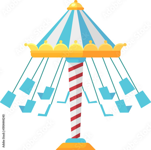 Amusement park swing ride vector graphic illustration