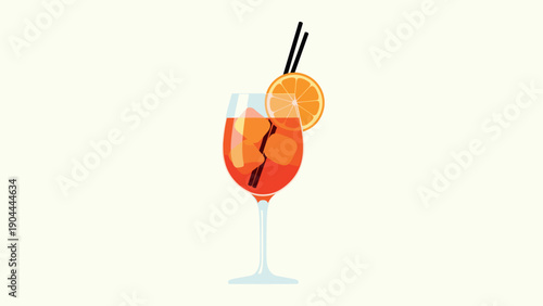 Refreshing Aperol Spritz cocktail with orange slice and ice cubes in a wine glass