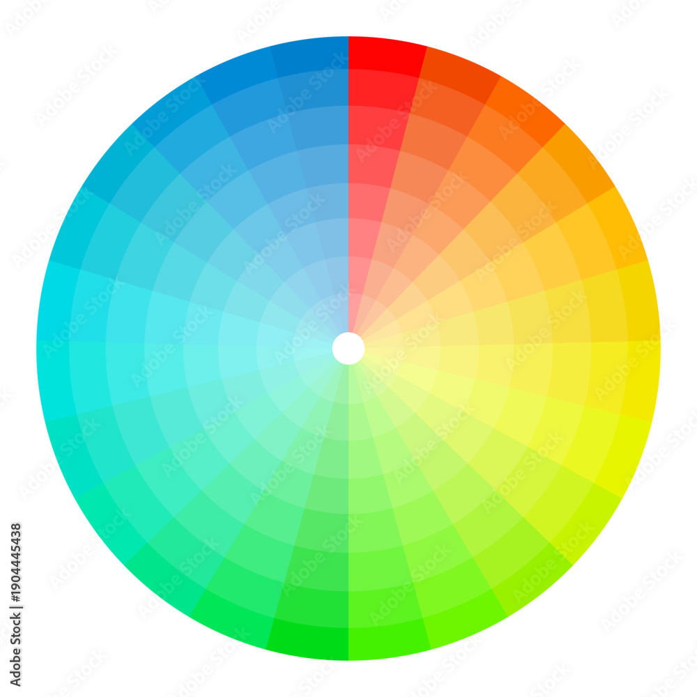 Fototapeta premium Professionalized rainbow wheel. Circularity palettes Vector. Graduated spectrums charts. Comprehensive gradients guidebook.