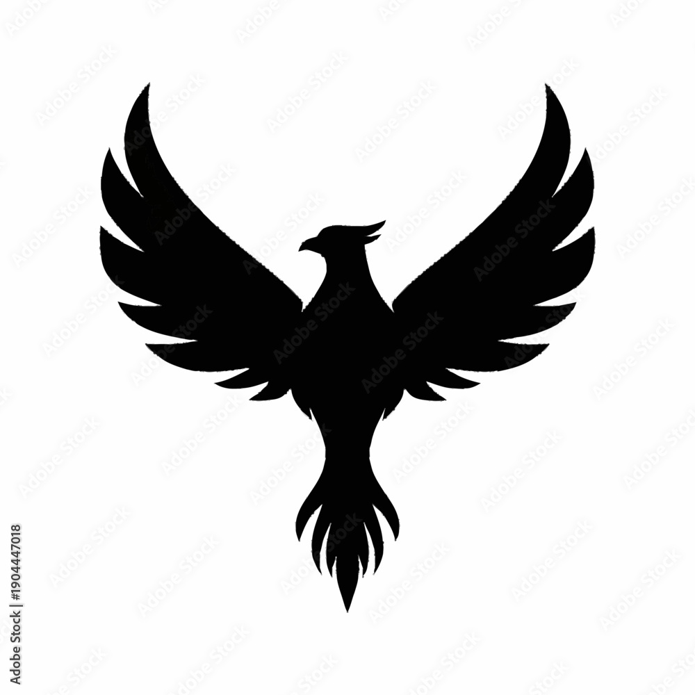 Obraz premium Silhouette of a Majestic Phoenix Bird with Wings Spread Wide.