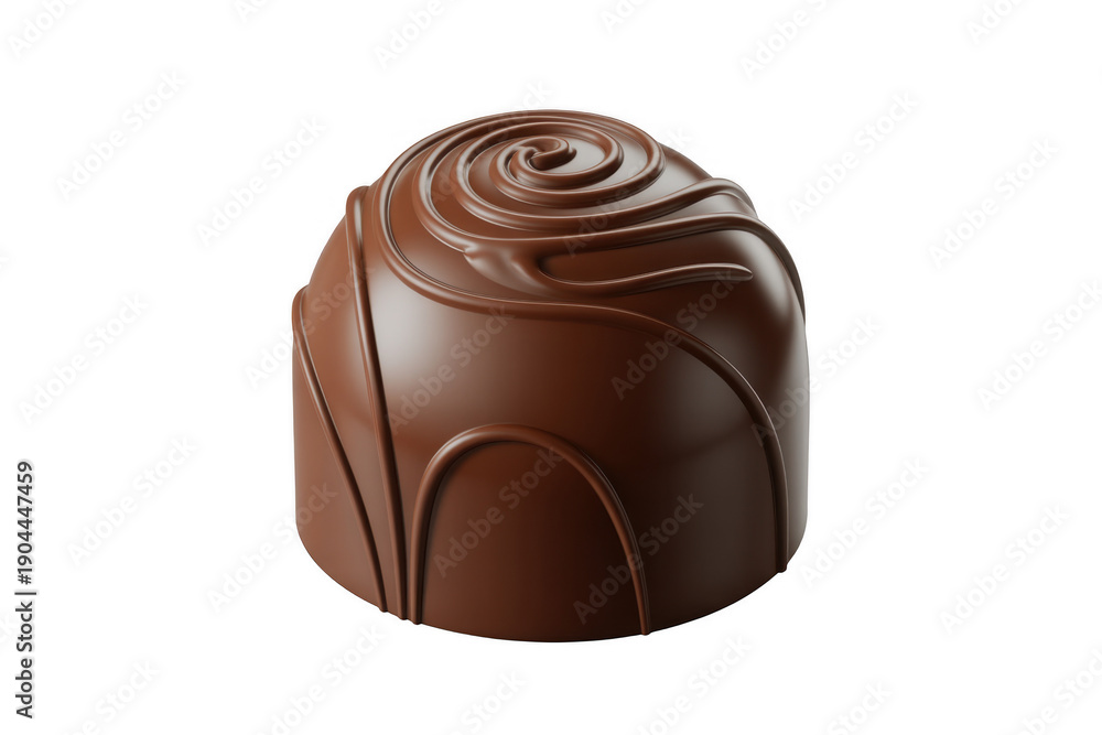 Obraz premium Chocolate cream dessert with swirled sweet isolated on a transparent background