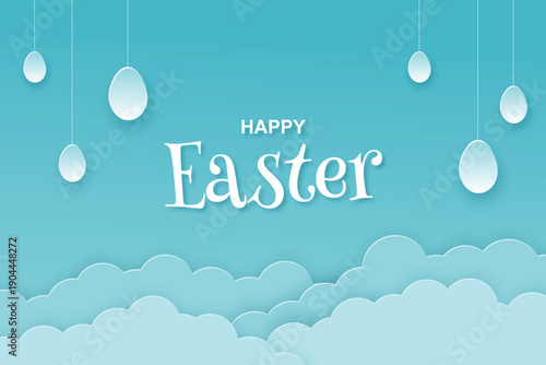 Happy easter day in paper style