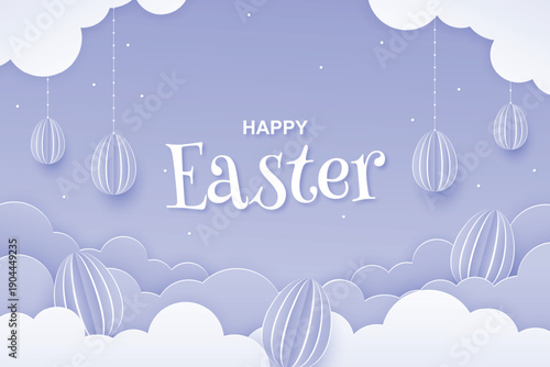 Happy easter day in paper style