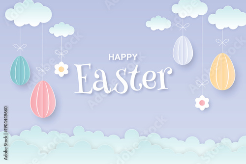 Happy easter day in paper style