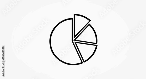 A simple black and white line drawing of a pie chart divided into four unequal segments