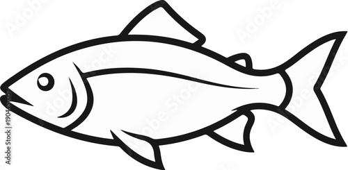 A simple black and white outline illustration of a fish