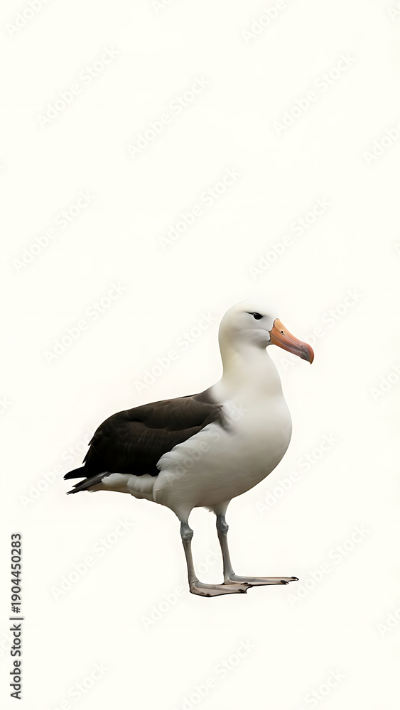 Obraz premium Magnificent Albatross Standing Profile Majestic Seabird with Striking Orange Beak and White Plumage