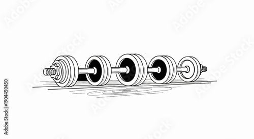 A line of adjustable dumbbells with weights increasing in size