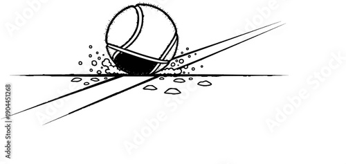 A fuzzy ball is breaking apart on a track with scattered rocks and bubbles