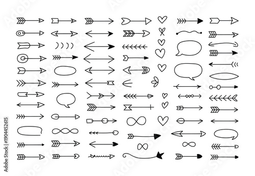 Vector collection of hand-drawn arrows and shapes