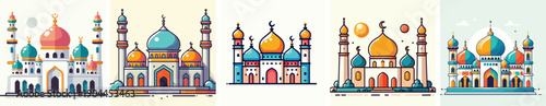 Wallpaper Mural Mosque vector. Ramadan theme. Vektor, icon, set icon, minimalist, flat Torontodigital.ca