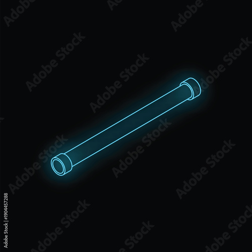 Neon style blue glowing pipe on a black background, great for plumbing concepts