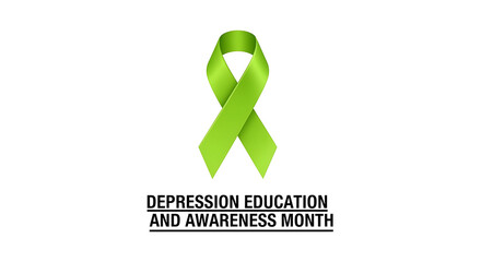 green depression awareness ribbon symbolizing mental health support and advocacy perfect for education month campaigns.