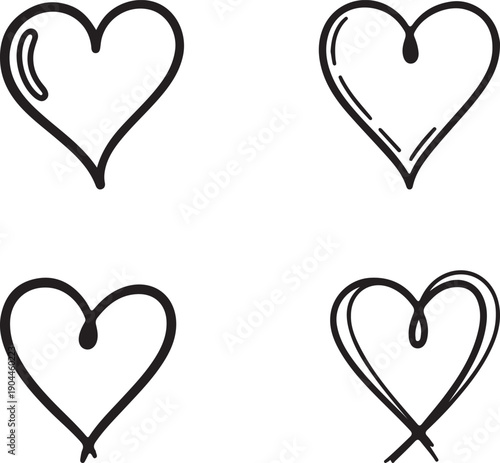 Set of romantic vector hearts