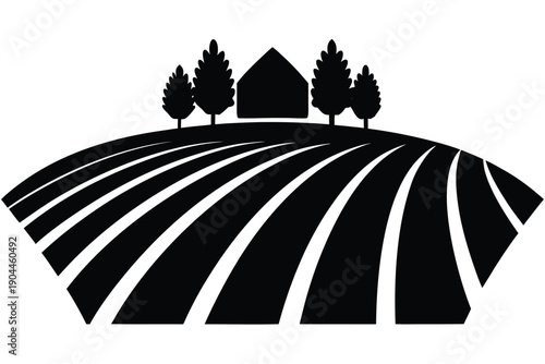 multi crop farmland layout silhouette vector illus