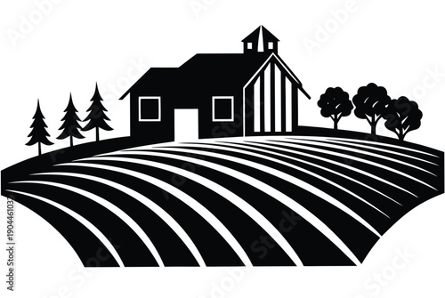 farmland silhouette vector illustration