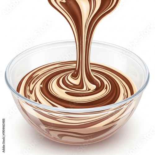Vector Illustration of Brownie Batter Swirling with Chocolate and Cream Cheese in Mixing Bowl