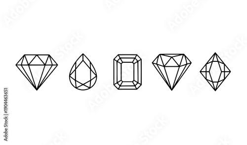 Set of diamond shapes in minimalist flat design vector illustration