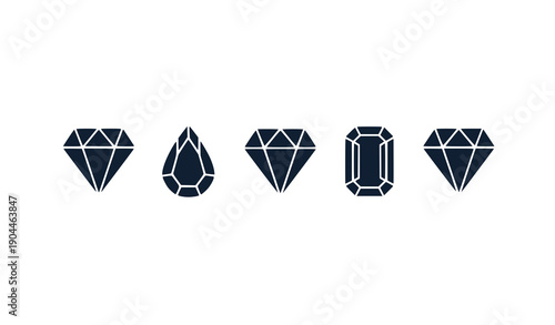 Set of black diamond icons in flat design vector illustration