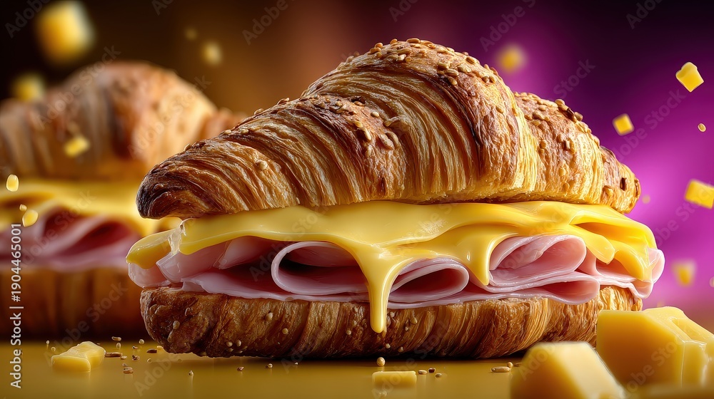 custom made wallpaper toronto digitalGourmet Ham and Cheese Croissant Sandwich with Melting Yellow Cheese
