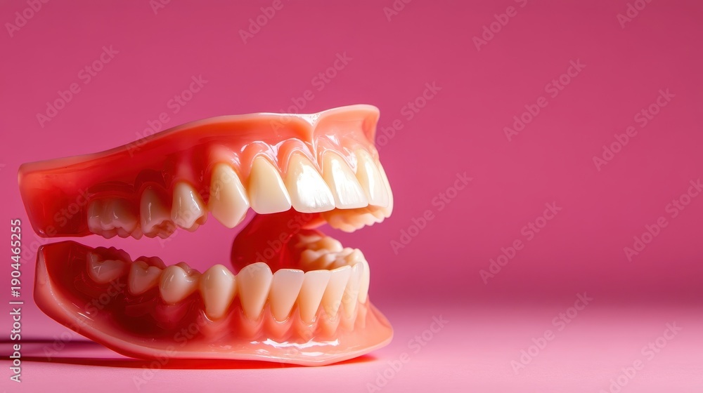 Obraz premium Featuring a detailed dental model, this image demonstrates the importance of oral hygiene and education, showcasing realistic teeth for instructional purposes.