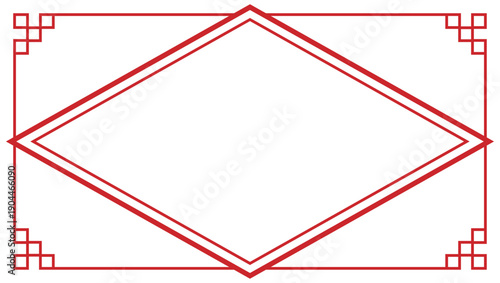 赤と白の中華風のベクターフレーム背景イラスト素材